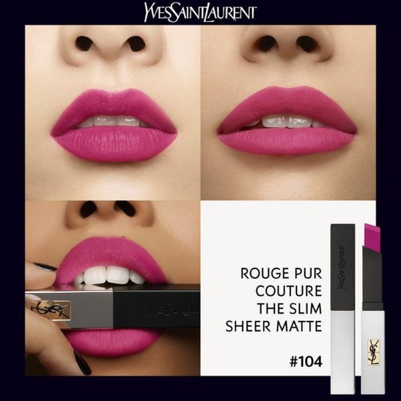 YSL The Slim Sheer Matte Lipstick 104 Fuchsia In Time BRAND NEW - Picture 4 of 4